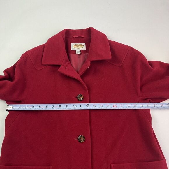 Vintage Talbots Red Wool Blend Coat Size 8 Overcoat Peacoat Patch pockets Lined - Picture 9 of 13